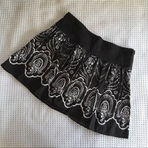 UO Kimchi Blue Black and White Fleur di Lis Skirt